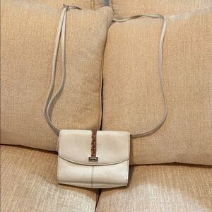 Rare, vintage Brighton Cream Crossbody Bag with Colorful Accent.